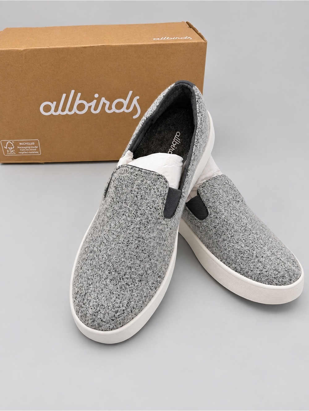 Women’s allbirdsSlip-On Wool Cruiser Sneakers in Medium Gray and White 8.5